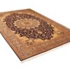 Hand-Knotted Persian Qom Silk Rug (Fine Art Classical Floral Medallion) - Brown