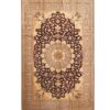 Hand-Knotted Persian Qom Silk Rug (Fine Art Classical Floral Medallion) - Brown