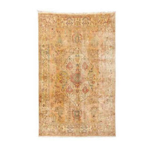 Hand-Knotted Persian Heriz Rug (Classical Bold Floral Medallion) – Cream Wool