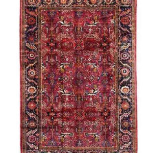 Hand-Knotted Persian Heriz Rug (Classical Bold Floral Medallion) – Red Wool