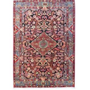 Hand-Knotted Persian Nahavand Stylish Rug (Tribal Floral Medallion Pattern) – Red Wool