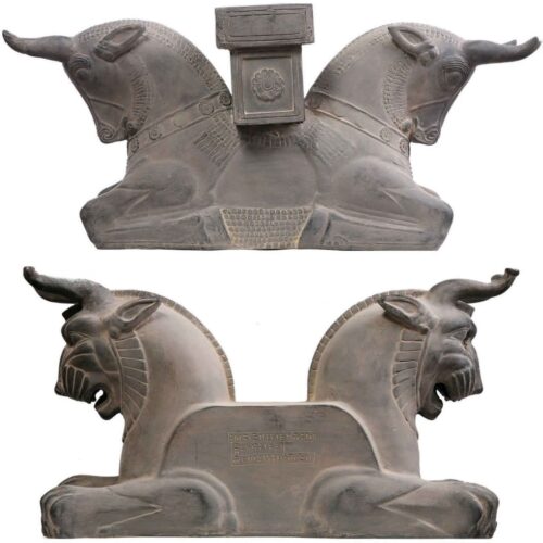 Historical Persepolis Column Heads: Lion, Eagle & Cow Figurine