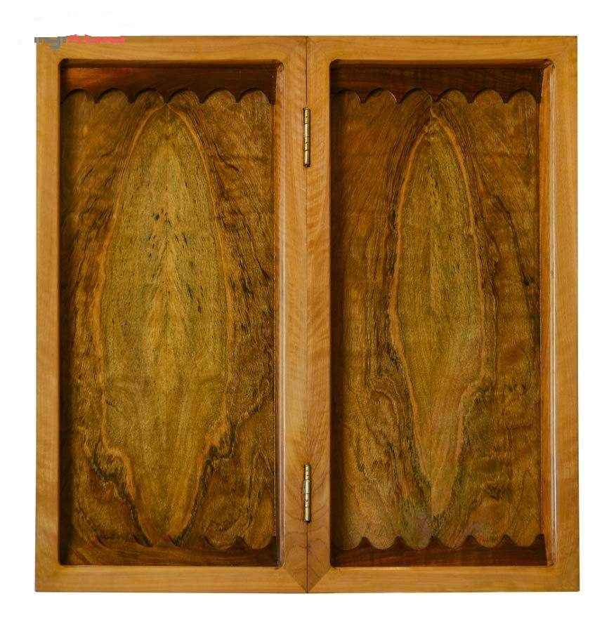 Wood Carved Backgammon Board Handcrafted with Persian Heritage Kayyam Cup