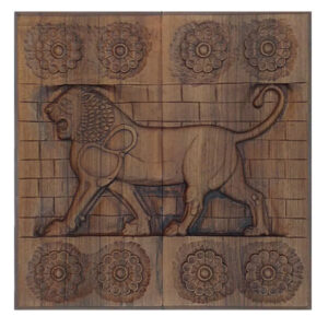 Wood Carved Backgammon Board Handcrafted with Persian Heritage Lion
