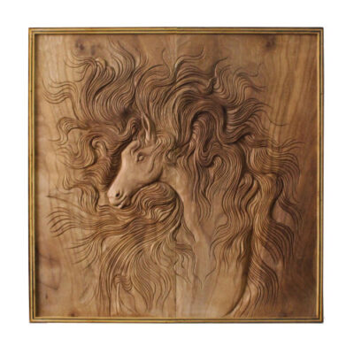 Luxury Handcrafted Solid Wood Persian Backgammon Board with Horse Carving