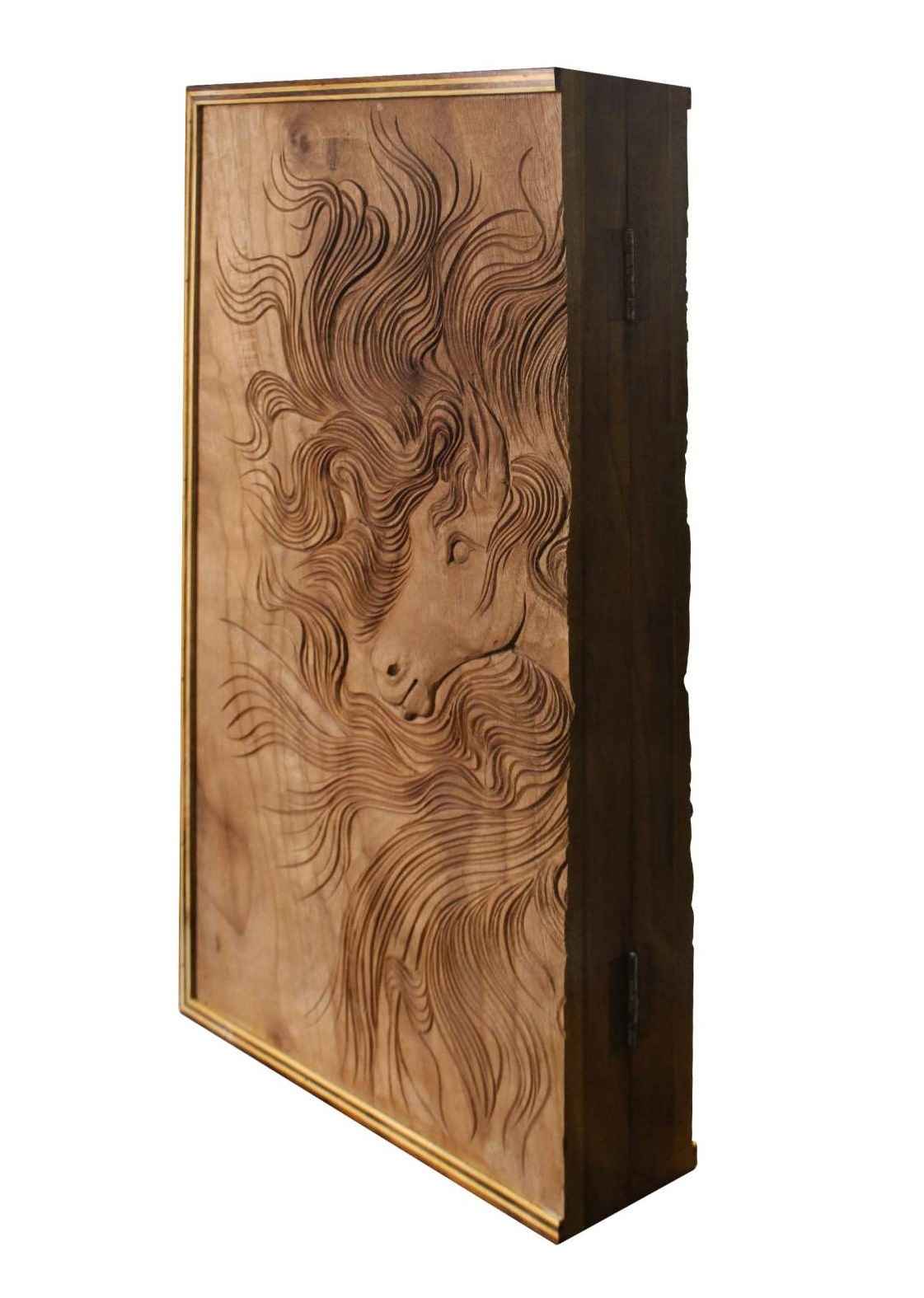 Luxury Handcrafted Solid Wood Persian Backgammon Board with Horse Carving