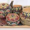 Handcrafted Persian Pottery Tea & Coffee Set - Minakari Enameled