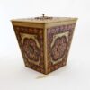 Luxury Leather & Wood Mosaic Trash Can - Persian Khatam Design