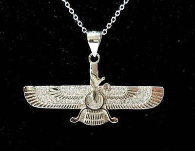 Persian Silver Pendant Necklace – Zoroastrian Faravahar Symbol, Heritage Design