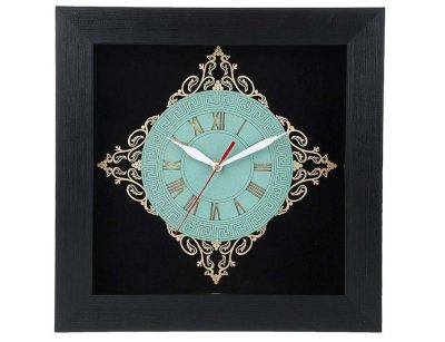 Artistic Persian Wood Inlay Wall Clock with Geometric Pattern – Handcrafted Decor for Living Rooms and Offices
