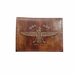 Persian Leather Bifold Wallet for Men with Achaemenid & Faravahar Design