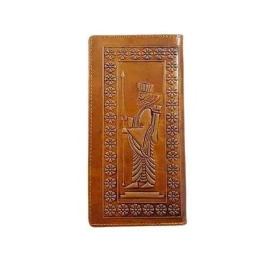 Persian Leather Long Wallet for Men with Achaemenid Design