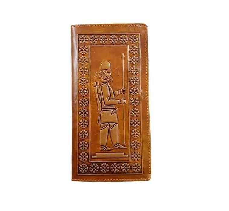Persian Leather Long Wallet for Men with Achaemenid Design
