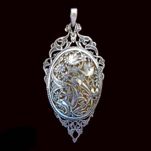 Persian Engraved Silver Pendant Minimalist Morghe Amin