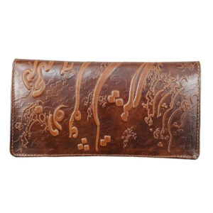 Persian Leather Long Wallet for Women with Love Poem