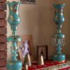 Handcrafted Traditional Persian Laleh Abbasi Crystal Table Lamp with Drops
