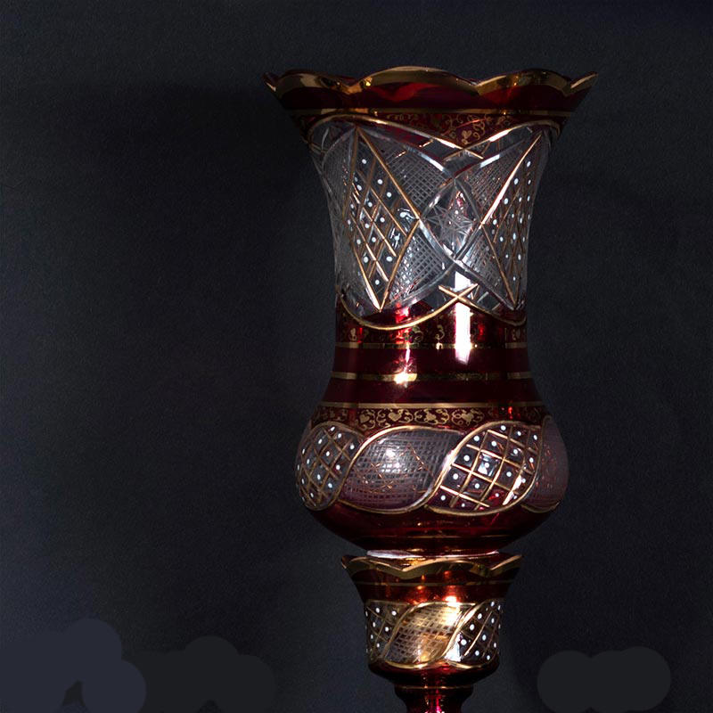 Handcrafted Traditional Persian Laleh Abbasi Crystal Table Lamp with Drops