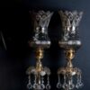 Traditional Persian Laleh Abbasi Enameled Crystal Lamp with Glass Pendants