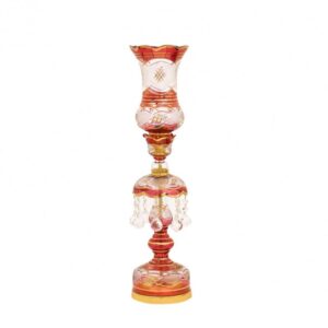 Handcrafted Traditional Persian Laleh Abbasi Crystal Table Lamp with Drops