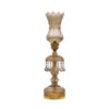 Traditional Persian Laleh Abbasi Enameled Crystal Lamp with Glass Pendants