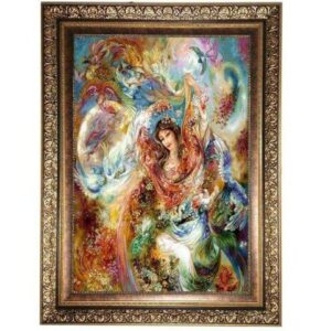 Persian Wall Hanging Rug from Tabriz Depicting Miniature 1438KC