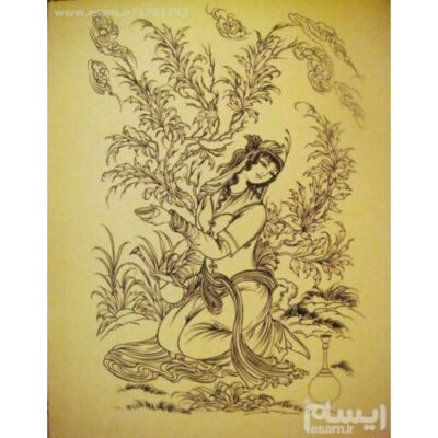 Original Persian Miniature Art Painting: Gouache and Watercolor - Girl