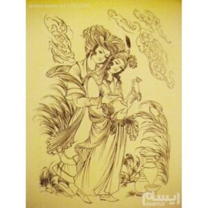 Original Persian Miniature Art Painting: Gouache and Watercolor – Layla and Majnun