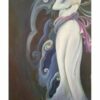 Original Persian Miniature Art Painting: Acrylic on Cardboard - Girl and Phoenix