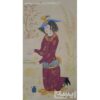 Original Persian Safavid Art Painting: Watercolor on Cardboard - Lover