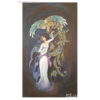 Original Persian Miniature Art Painting: Acrylic on Cardboard - Girl and Phoenix