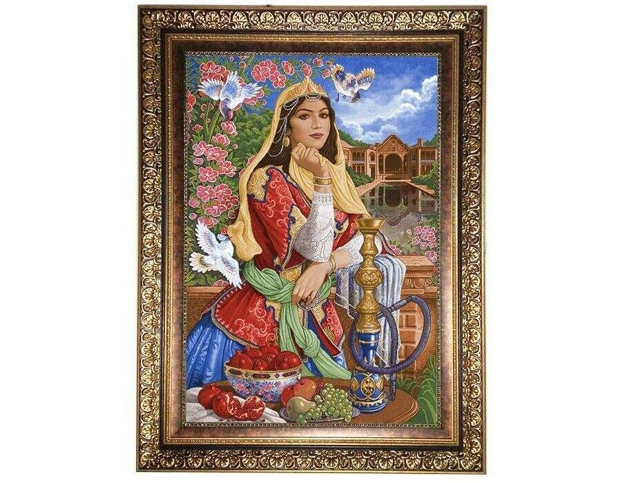 Persian Pictorial Rug Depicting Girl