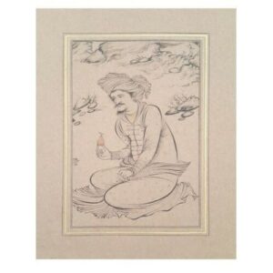 Set of 5 Original Persian Safavid Art Paintings: Watercolor and Gouache on Cardboard