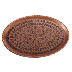 Traditional Copper Serving Tray – Hand Hammered Geometric Design ZH17