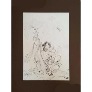 Original Persian Miniature Art Painting: Watercolor – Lion and Deer