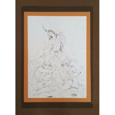 Original Persian Miniature Art Painting: Watercolor - Rumi and Shams