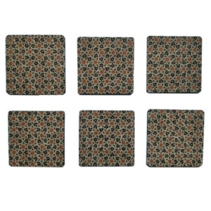 Khatam Geometric Persian Coasters – Square Wooden Drink Protector Set