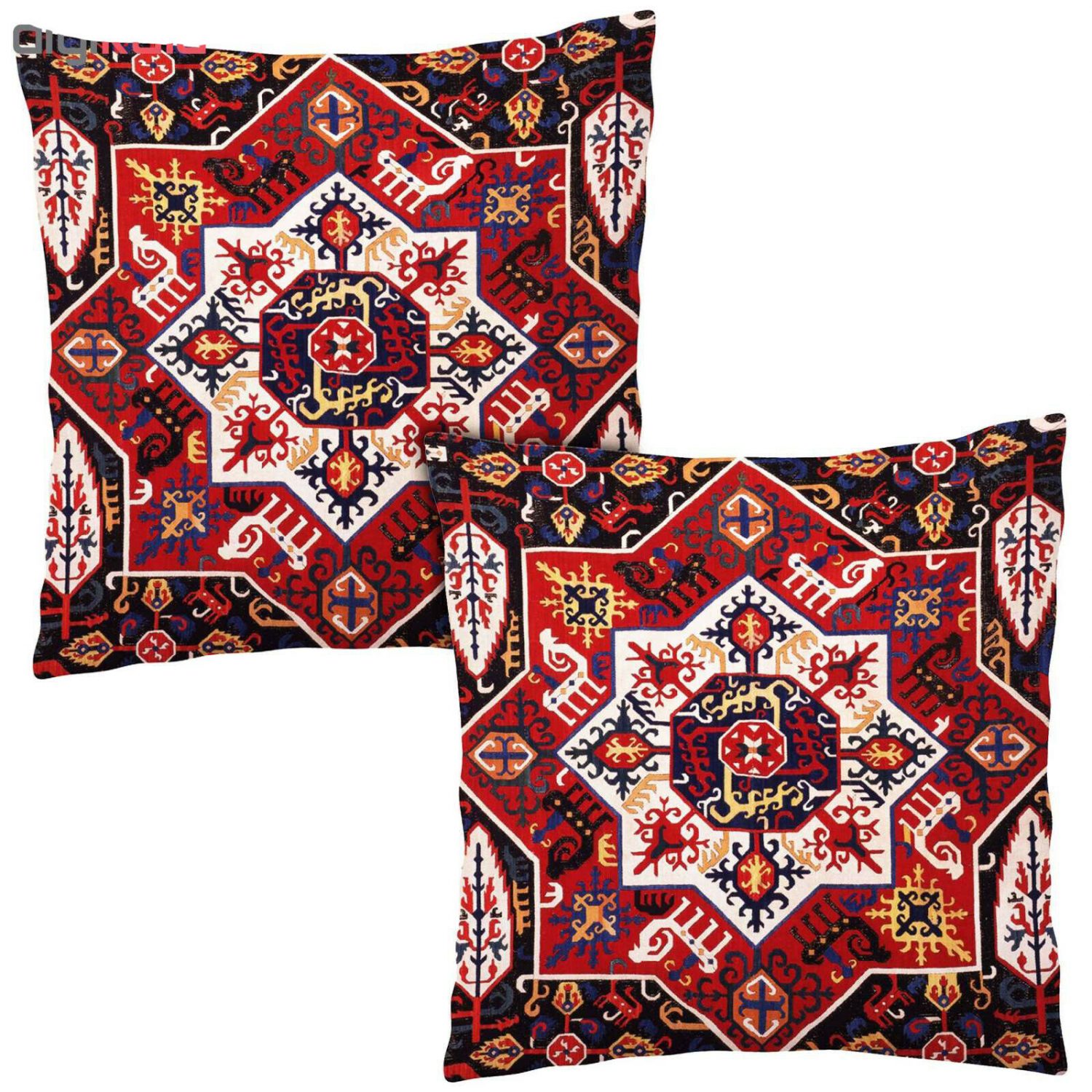 Traditional Velvet Footstool & Cushions Set Inspired by Persian Art