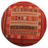 Authentic Persian Kilim Ottoman Pouf - Round Red Kilim G2