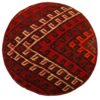 Authentic Persian Kilim Ottoman Pouf - Round Red Kilim H105