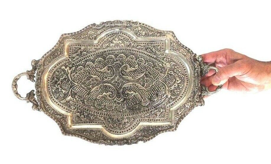 Traditional Brass Serving Tray – Hand Engraved Floral Design 1168
