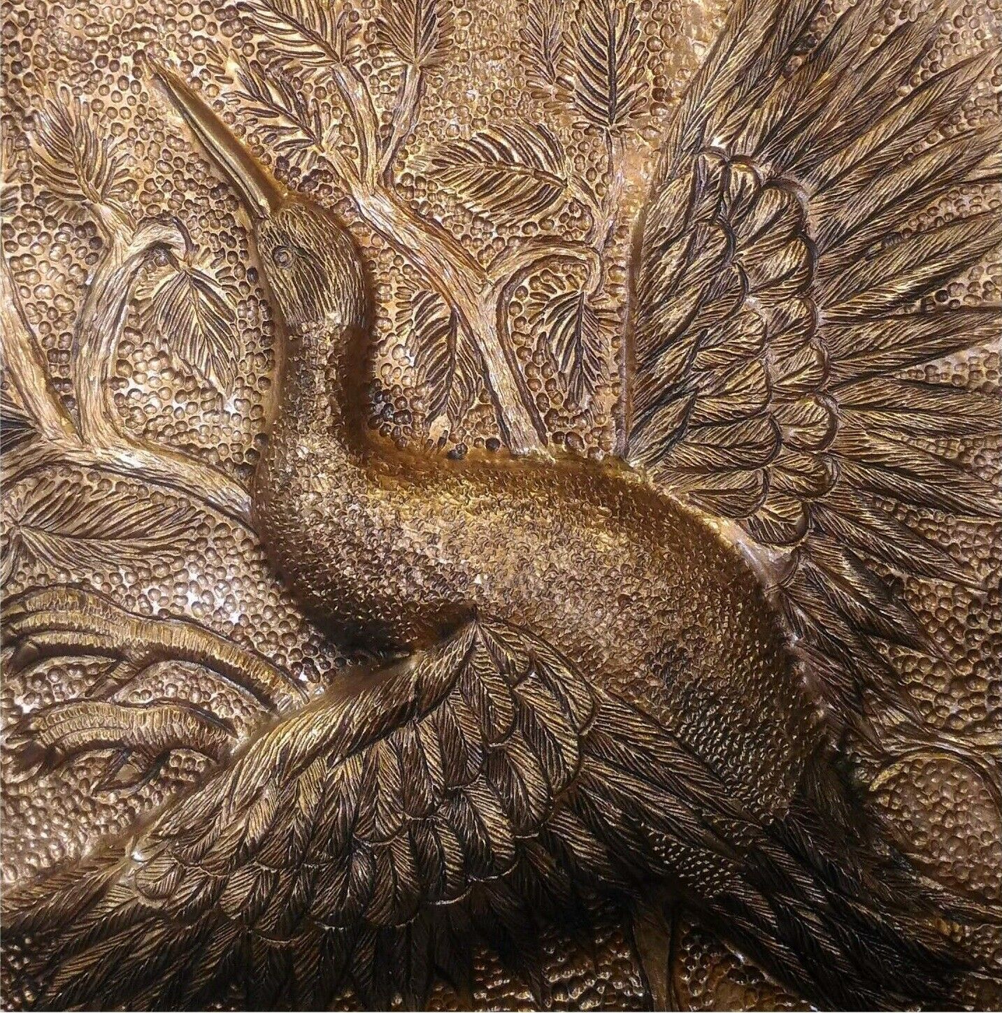 Framed Engraved Brass Art Artistic Bird