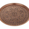 Traditional Copper Serving Tray - Hand Hammered Geometric Design 040