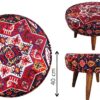 Traditional Velvet Footstool & Cushions Set Inspired by Persian Art