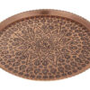 Traditional Copper Serving Tray - Hand Hammered Geometric Design 040