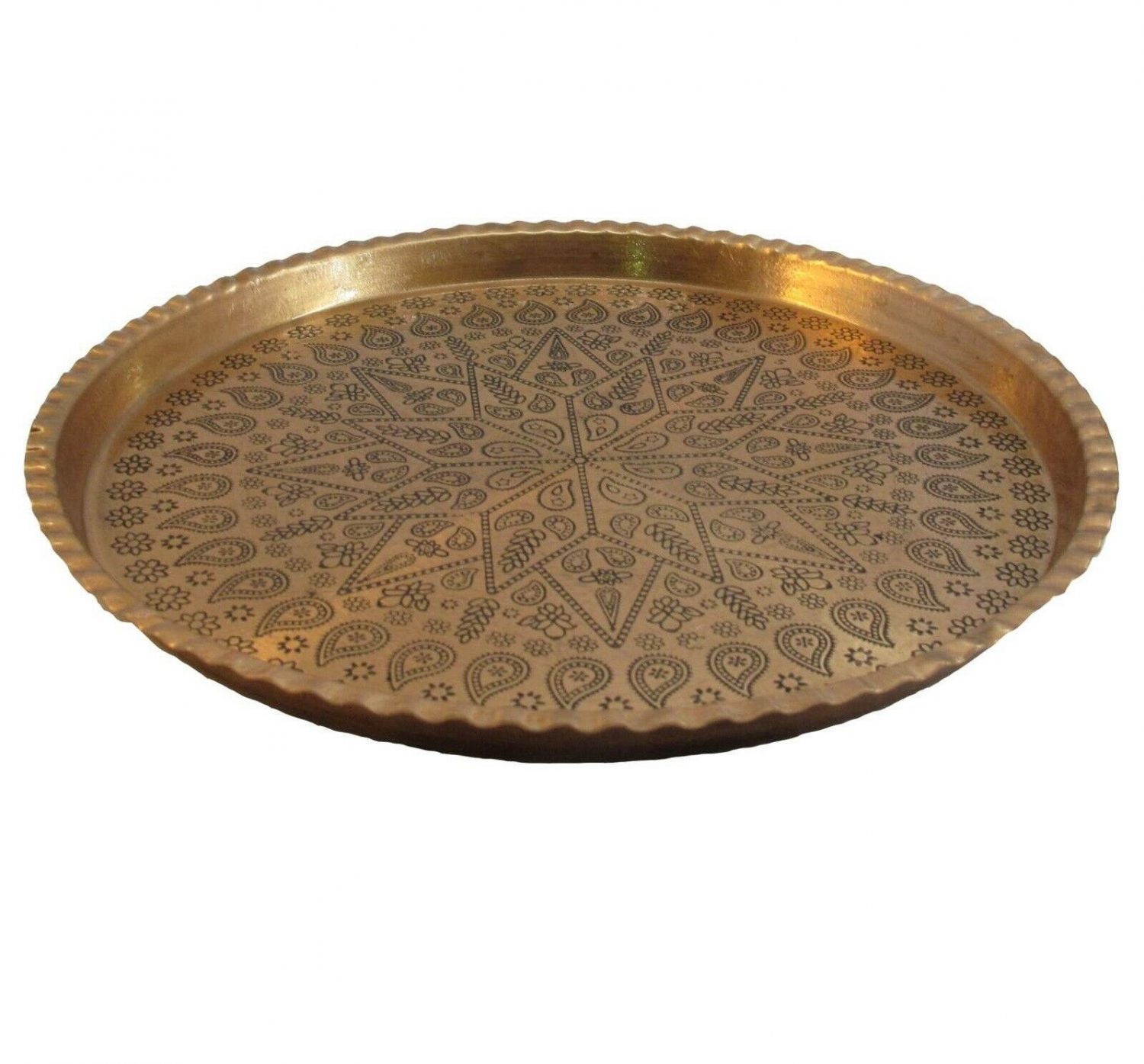 Traditional Copper Serving Tray – Hand Hammered Geometric Design 08