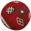 Authentic Persian Kilim Ottoman Pouf - Round Red Kilim H107