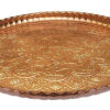 Traditional Copper Serving Tray - Hand Embossed Floral Design 56cm