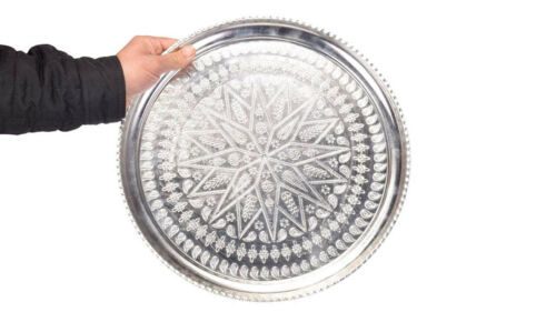 Traditional Copper Serving Tray – Hand Hammered Geometric Design 960