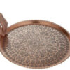 Traditional Copper Serving Tray - Hand Hammered Geometric Design 040