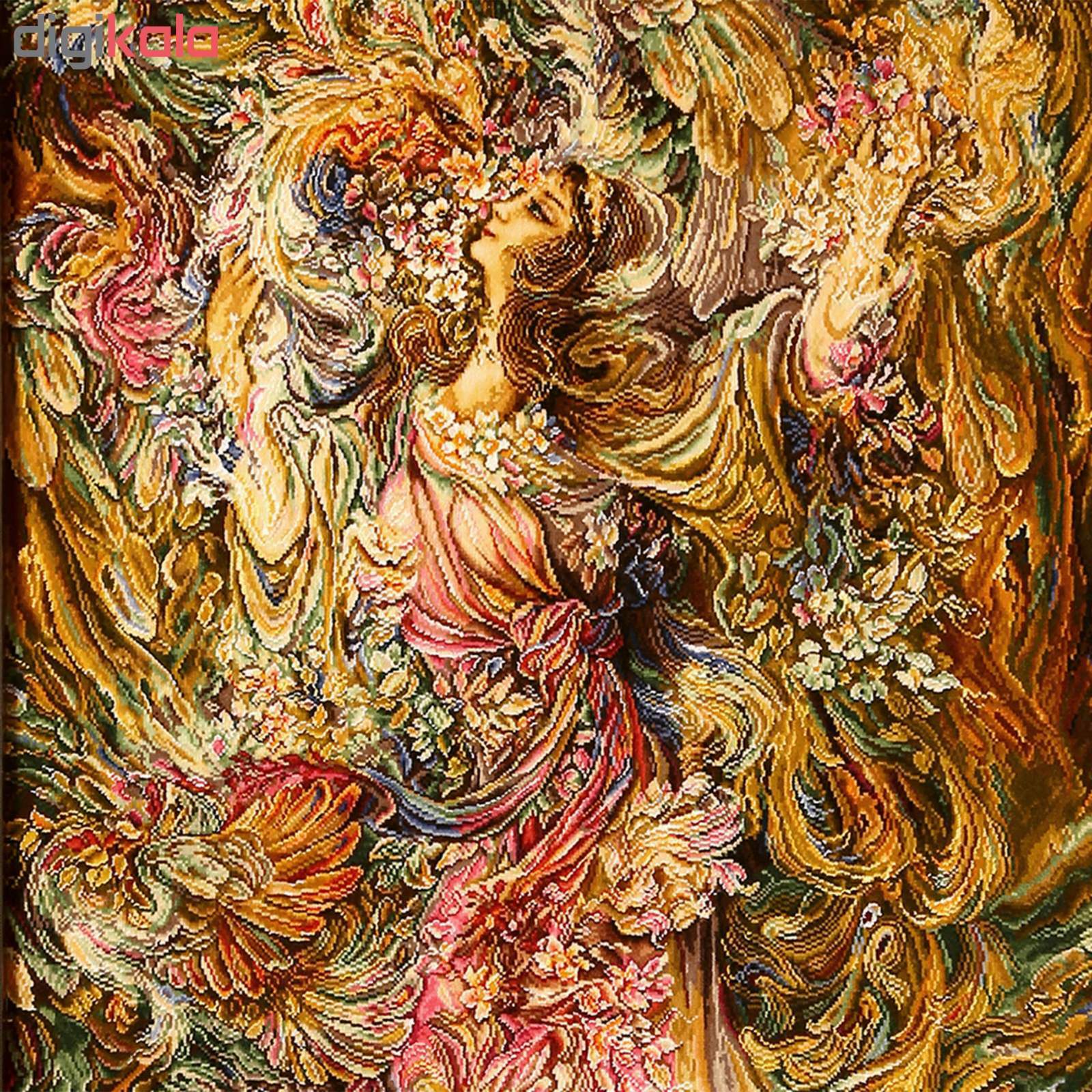 Hand-Knotted Persian Wall Hanging Rug from Tabriz Depicting Booyeh Bahar Miniature